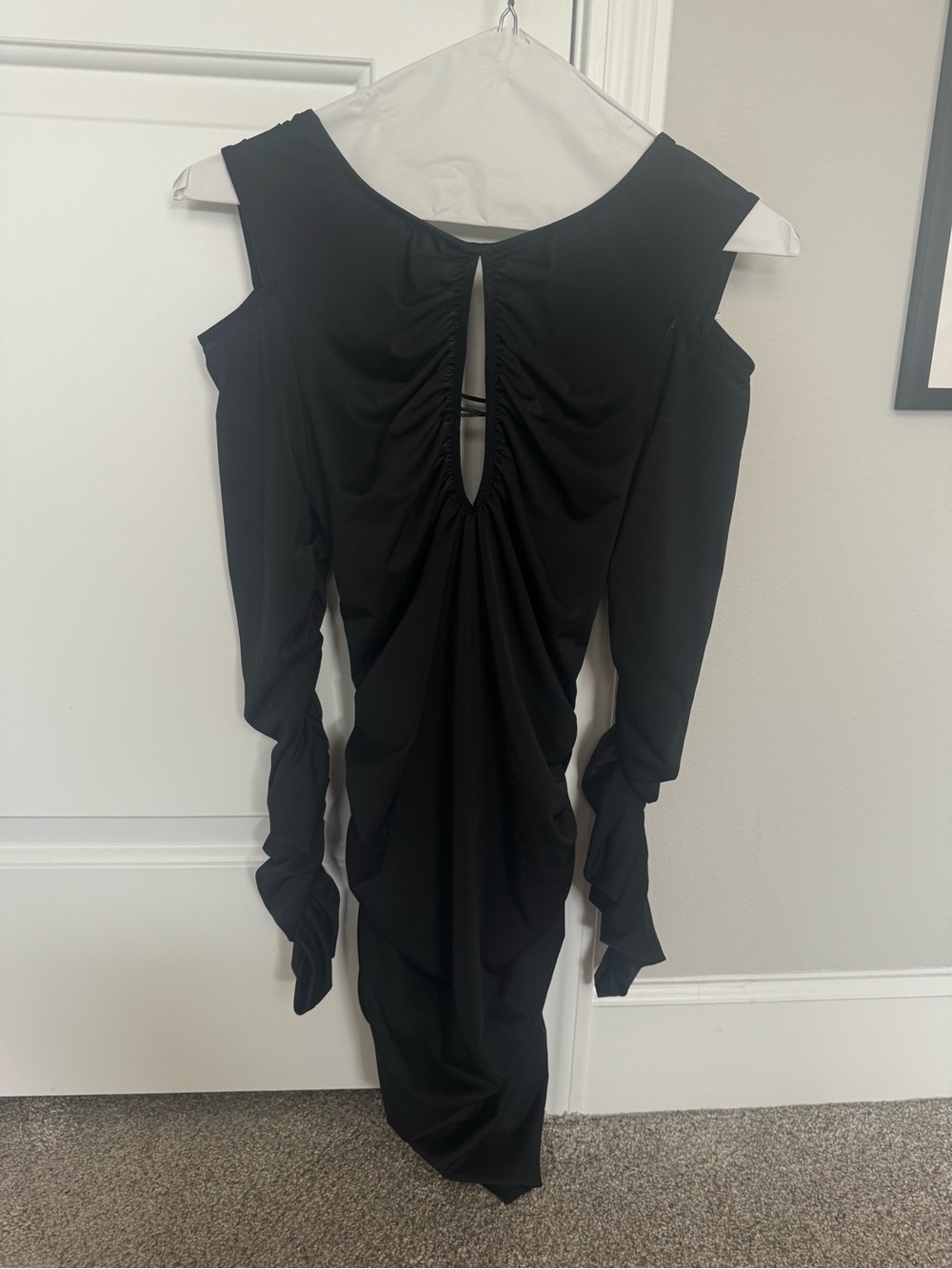 Dolls Kill Black Cold-Shoulder Ruched Sheath Dress